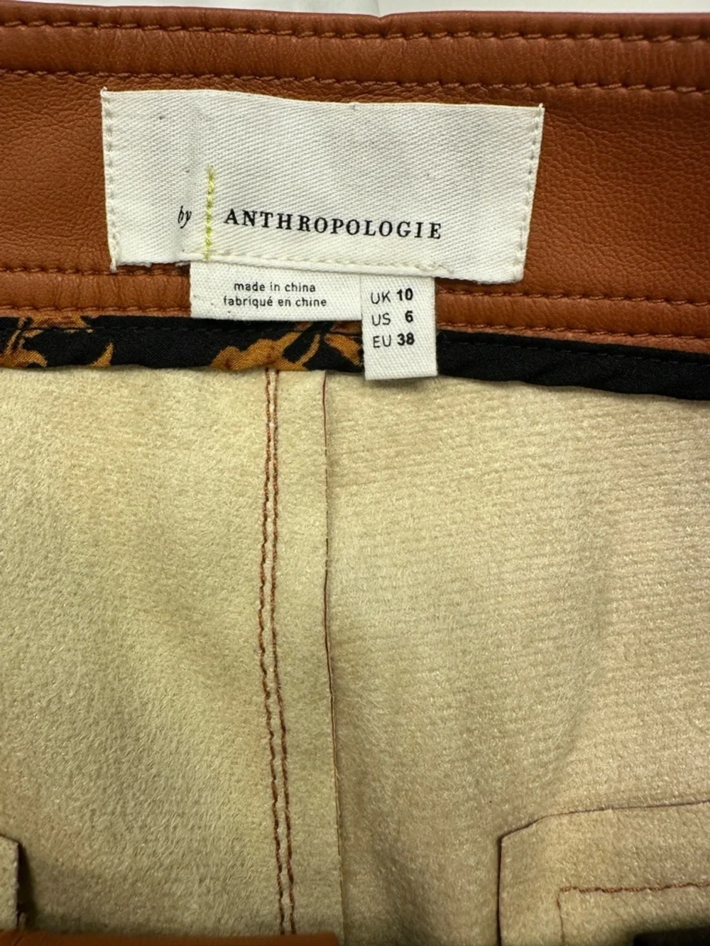 Anthropologie Faux Leather Shorts Size 6 Brown Boho Festival Minimalist